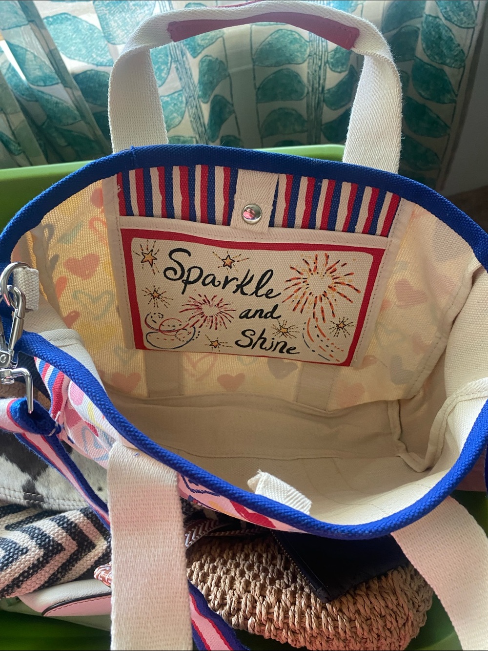 Brighton Canvas Tote with Pink & Blue Accents